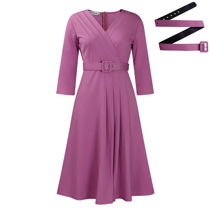 Damen Wickelkleid Elegantes Taillieren V-Ausschnitt Eveloria