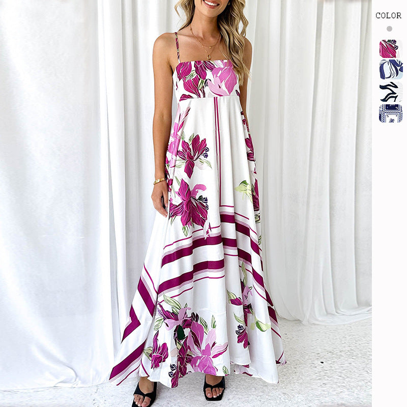Damen Maxikleid Luftiger Schnitt Grafische Muster Schwarz - Eveloria