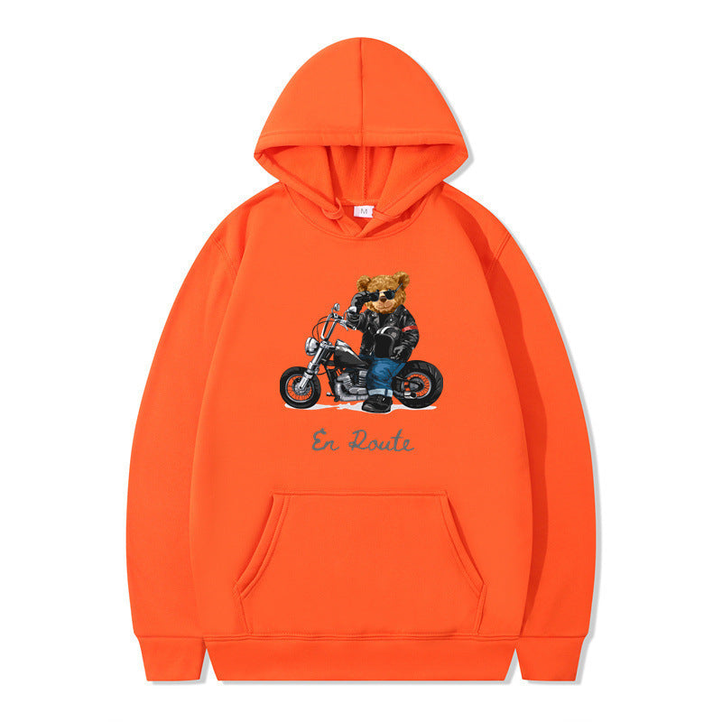 Damen Kapuzenpullover Bärenmotiv Lässig Grau Eveloria