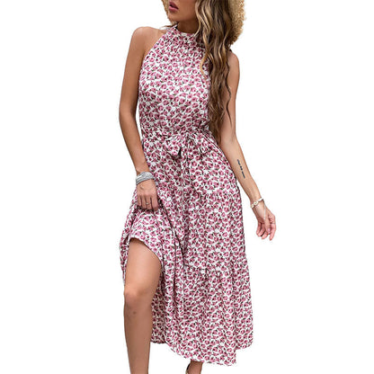 Damen Maxikleid Florale Rüschen Taillengürtel Eveloria