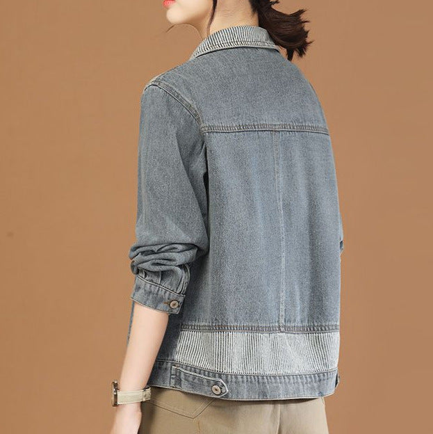 Damen Jeansjacke Lässig Strukturiertem Kragen Eveloria