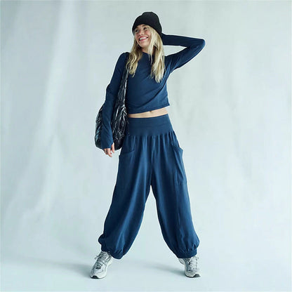 Damen Set Langärmliges Oberteil und weite Hose Eveloria