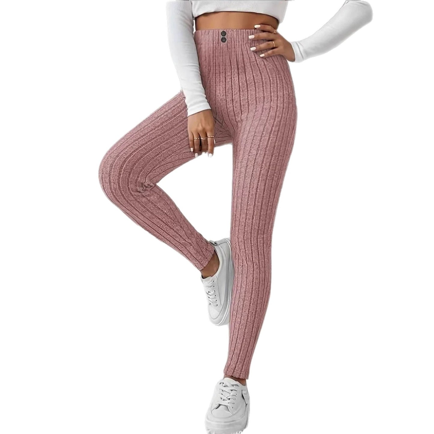Damen Rippstrickleggings Hochtaillierte Eveloria