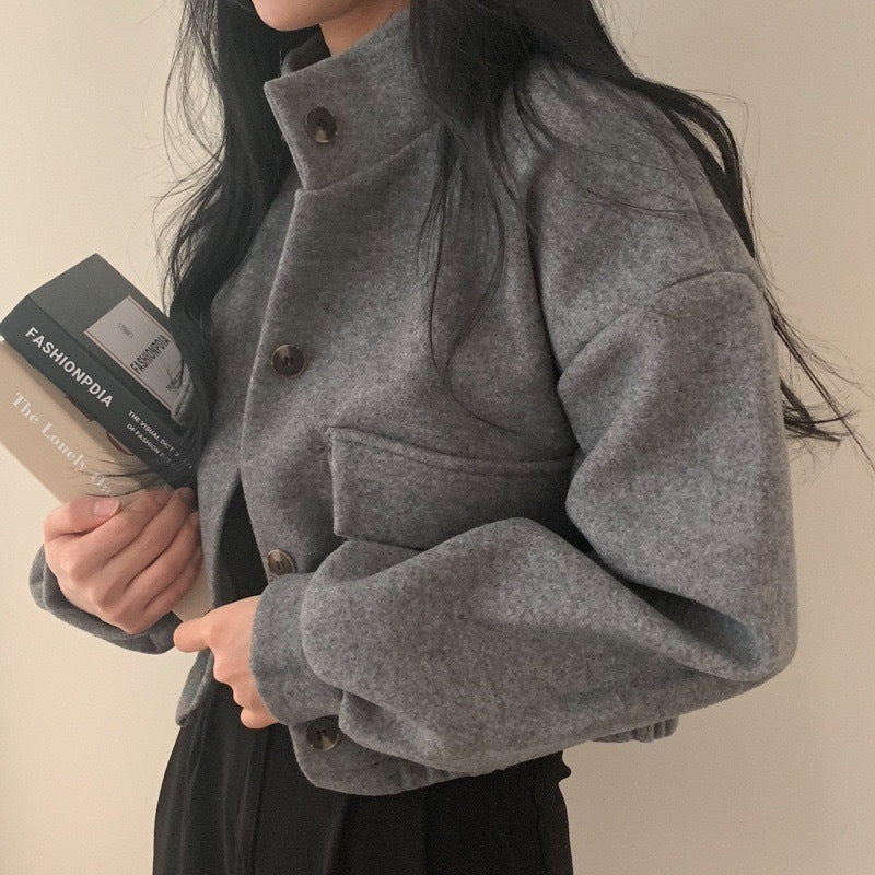 Damen Wolljacke Oversized Lässige Taschen Braun - Eveloria