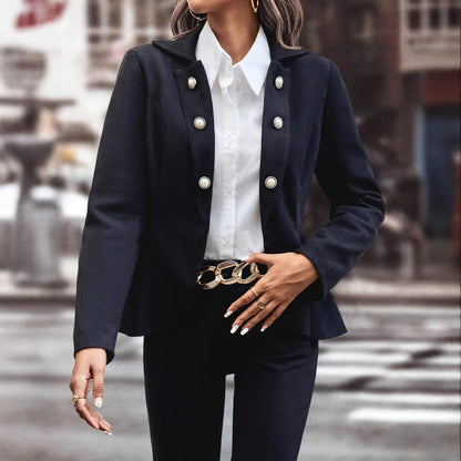 Damen Bikerjacke Knöpfe Tailliert Eveloria