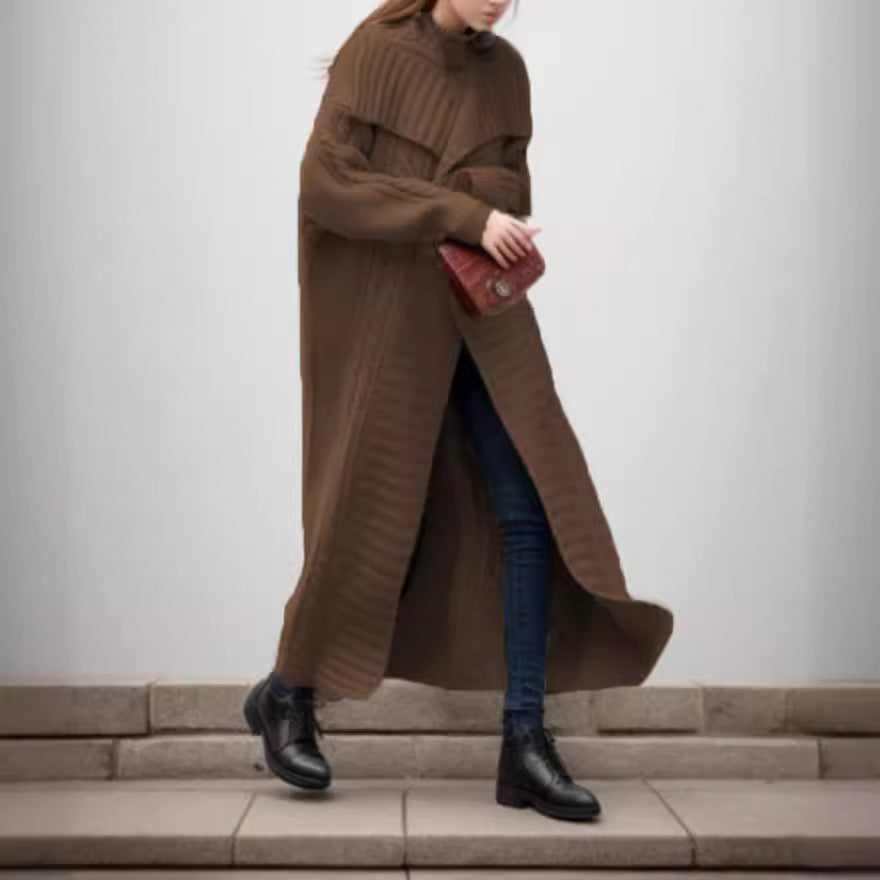 Damen Grobstrickmantel Weit Ärmel Modern Eveloria