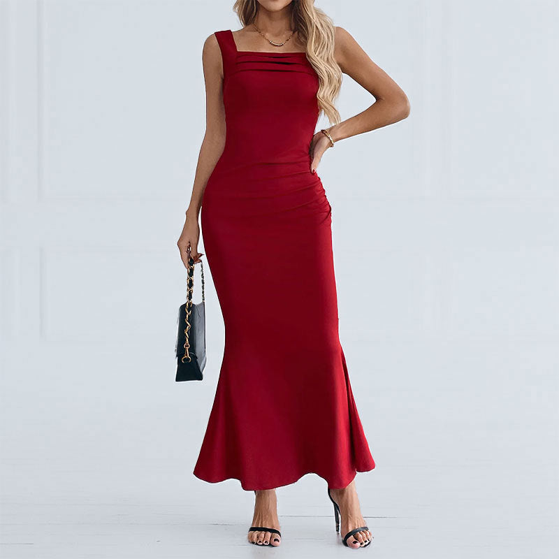 Damen Maxikleid Figurbetont U-Ausschnitt Elegantes Design Eveloria - Eveloria