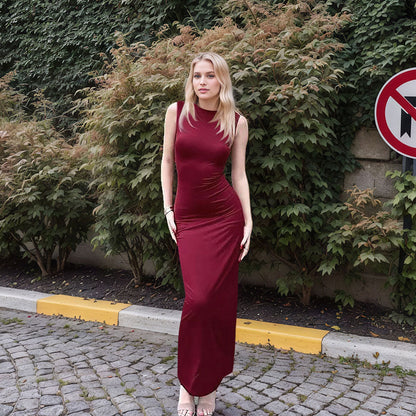 Damen Maxikleid Figurbetonter Schnitt Hochschlitz