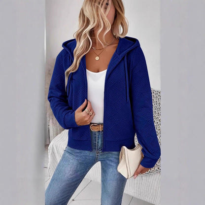 Damen Kapuzenjacke Sportlich Strukturiert Mehrere Taschen