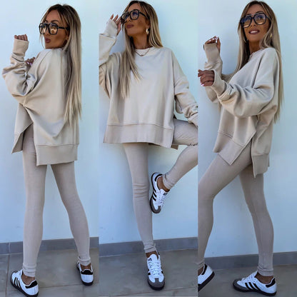 Damen Sport-Loungewear-Set Sweatshirt und Leggings Weite Passform - Eveloria
