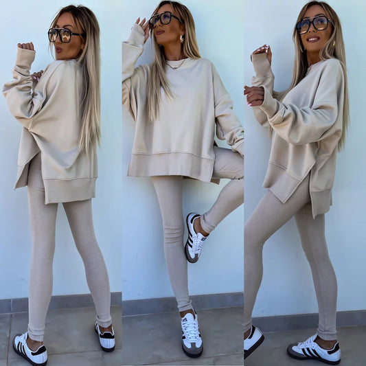 Damen Sport-Loungewear-Set Sweatshirt und Leggings Weite Passform - Eveloria