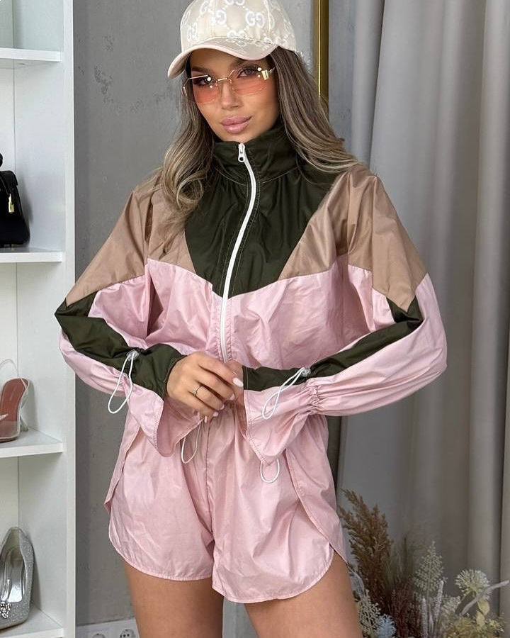 Damen Sportanzug Elastisch Mit Kontrastdetails