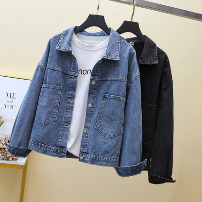 Damen Denimjacke Große Taschen Eveloria Blau - Eveloria
