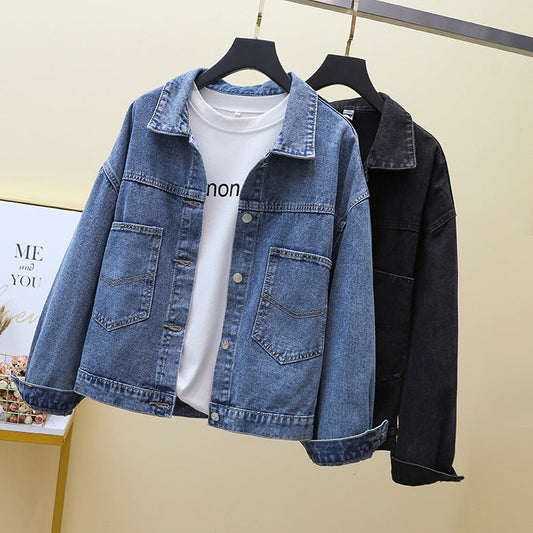 Damen Denimjacke Große Taschen Eveloria Blau - Eveloria