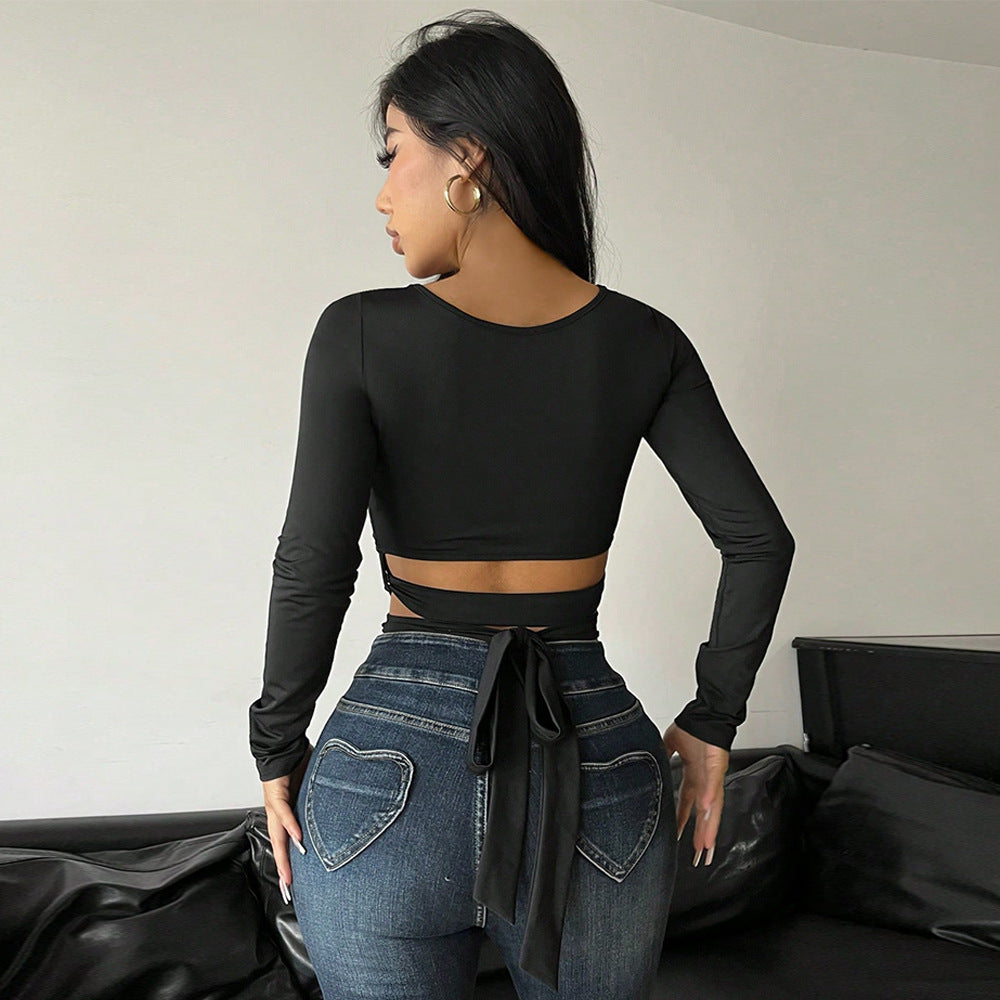 Damen Langarmtop mit Knotendetail und Cut-Out-Design Eveloria