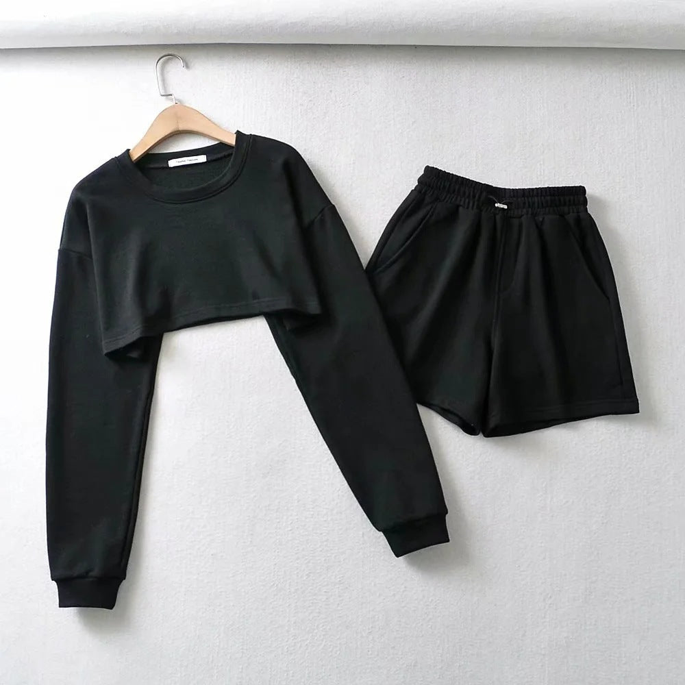 Damen Crop- und Shorts Set Eveloria Baumwolle
