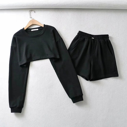 Damen Crop- und Shorts Set Eveloria Baumwolle