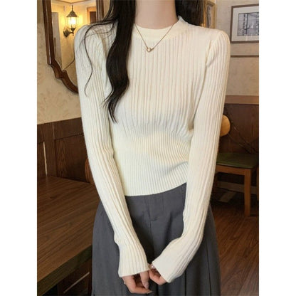 Damen Rippstrickpullover Verlängerte Ärmel Fein Eveloria