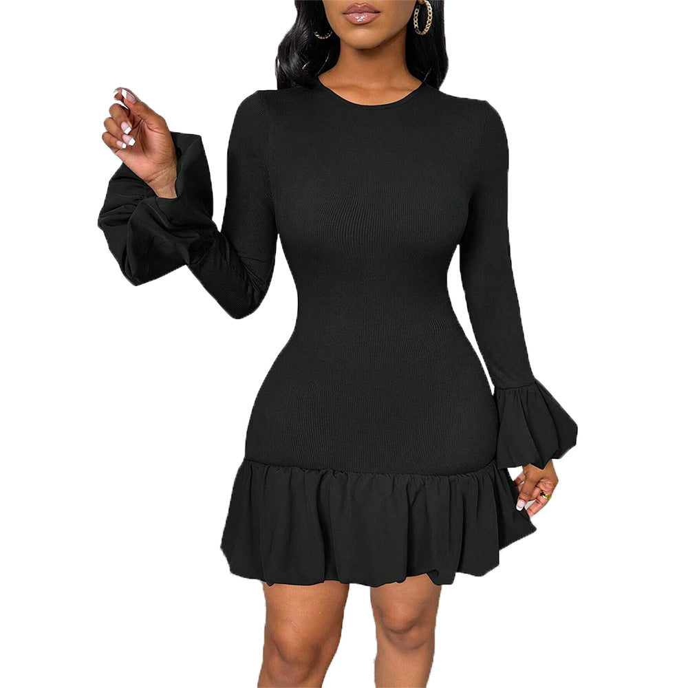 Damen Wickelkleid mit Flügelärmeln und Rüschensaum Eveloria