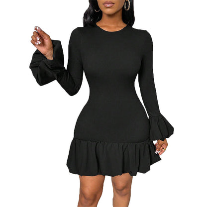 Damen Wickelkleid mit Flügelärmeln und Rüschensaum Eveloria