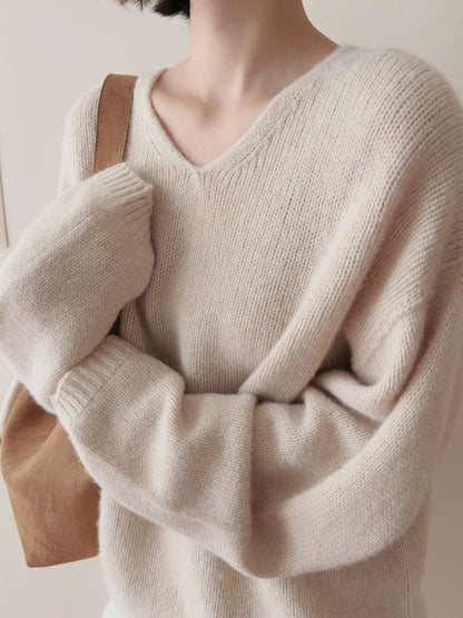 Damen Pullover V-Ausschnitt Qualität Eveloria