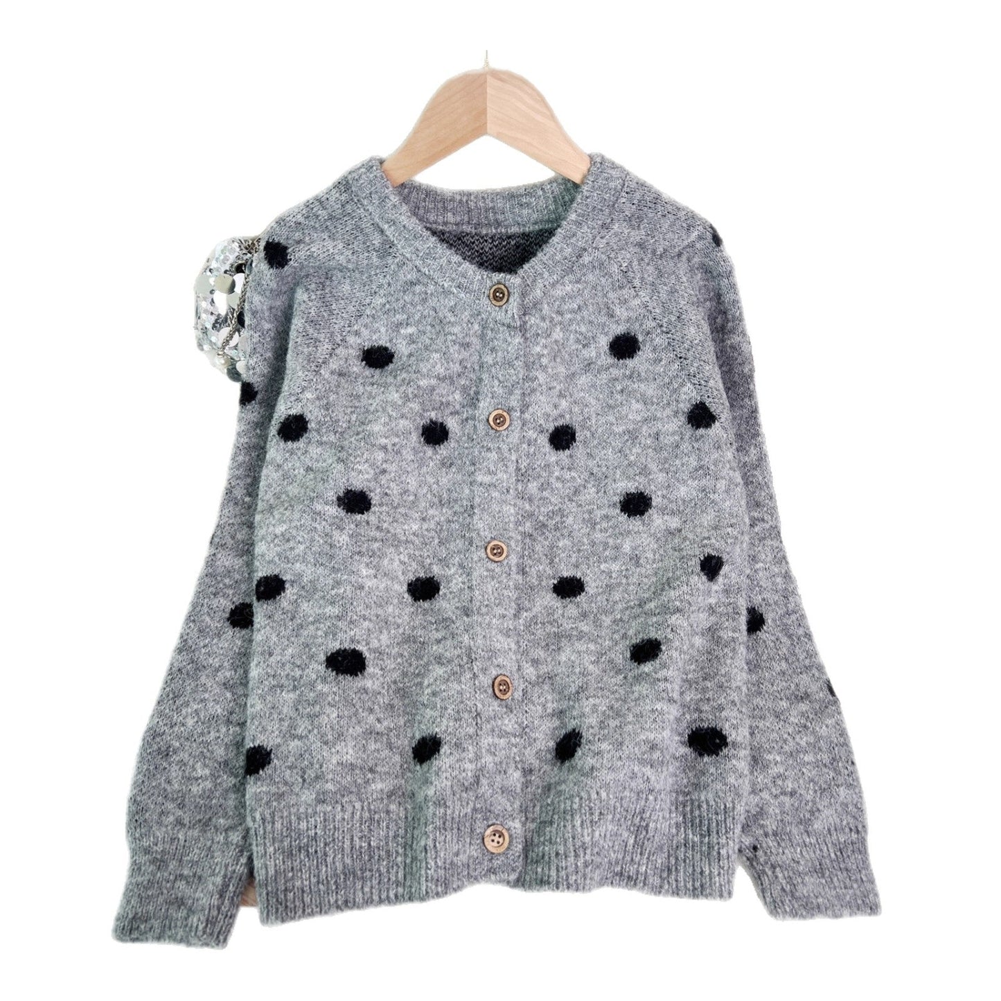 Damen Strickjacke Kuschelig Punkte Eveloria