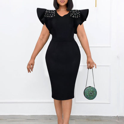 Damen Abendkleid Strukturierte Rüschen Details Eveloria