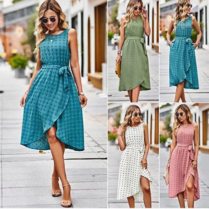 Damen Wickelkleid Glänzende Punkte Taillengürtel Eveloria - Eveloria