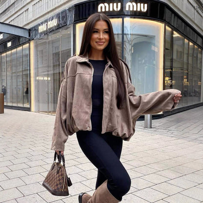 Damen Oversized-Jacke Weiches Baumwollmischgewebe Eveloria