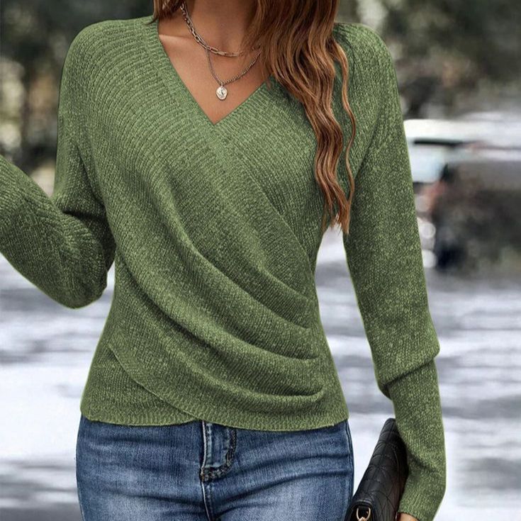 Eveloria Damen Gekreuzter Pullover