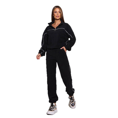 Damen Fleece-Outfit Reißverschluss Kuschelig Grau