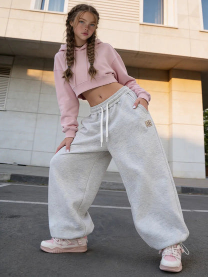 Damen Sweatpants Elastischer Bund Weites Bein