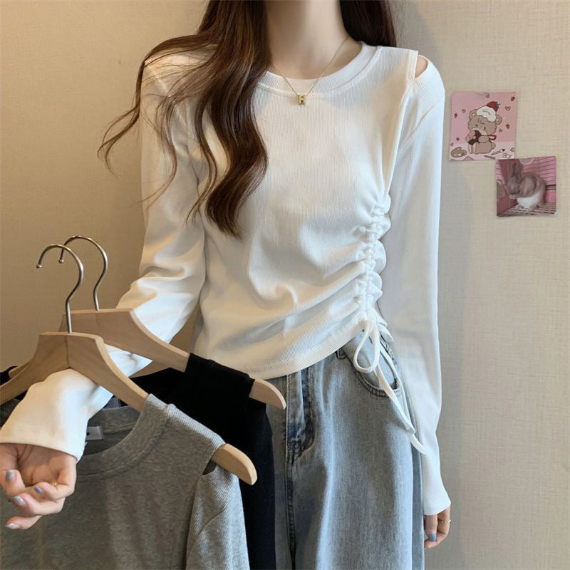 Damen Langarmshirt Rüschendetail Lässig - Eveloria