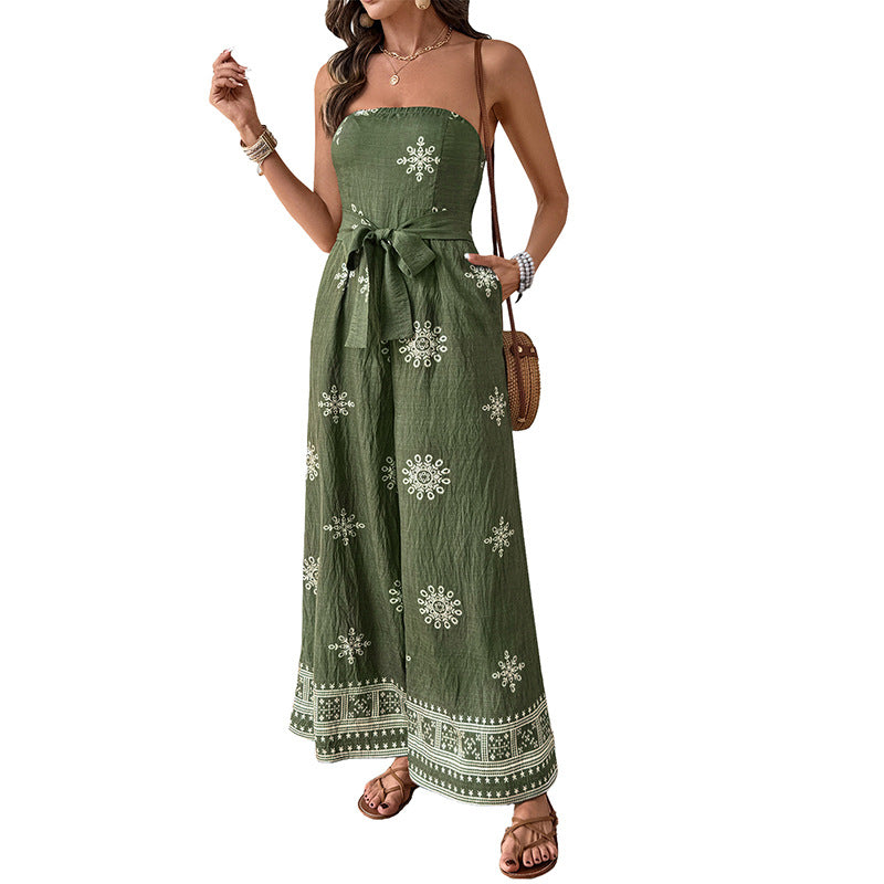 Damen Jumpsuit Taillengürtel Rüschen Eveloria