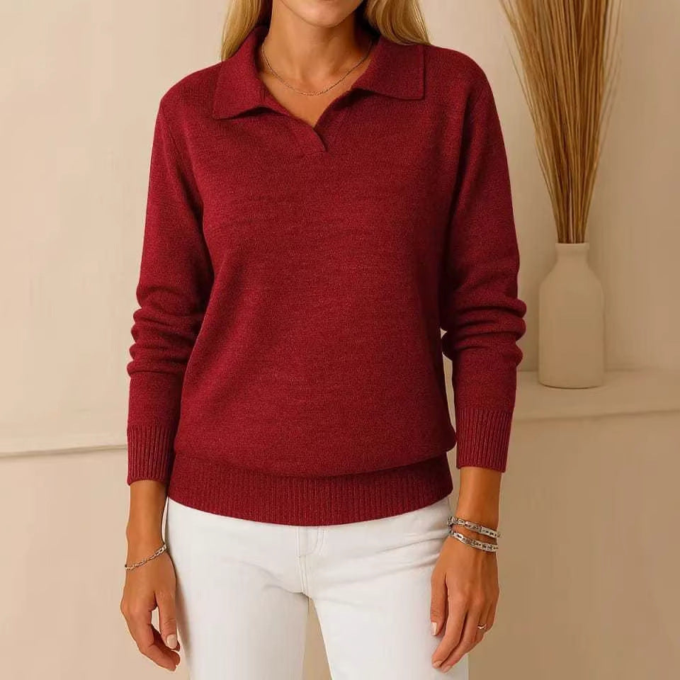 Damen Pullover Polo-Stil Eveloria Hochwertig