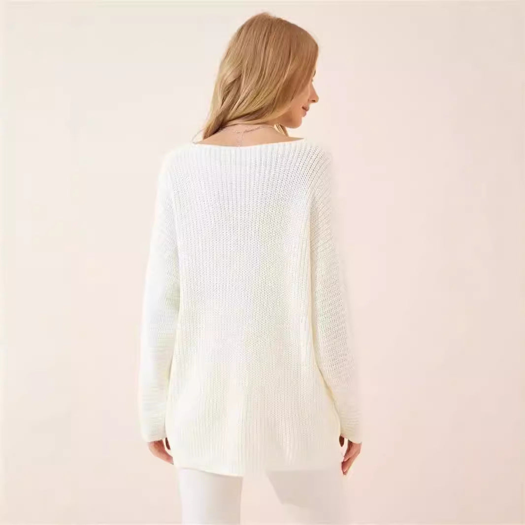 Damen Strickpullover V-Ausschnitt Modern Eveloria