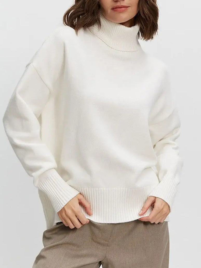 Damen Rollkragenpullover Oversized Kuschelfleece Grau