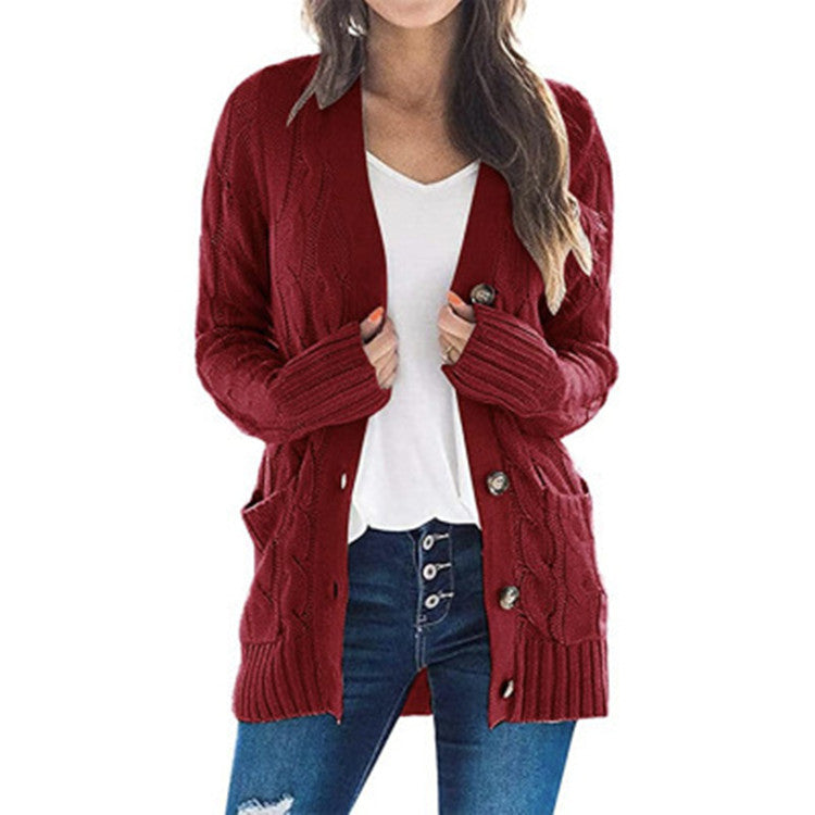 Damen Strickjacke Zopfmuster Praktische Taschen Beige