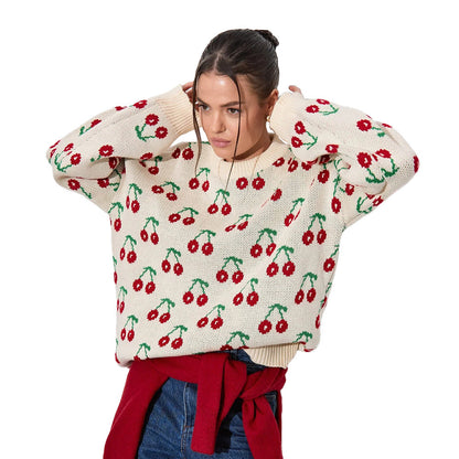 Damen Strickpullover Gemustert Fruchtig Lässig