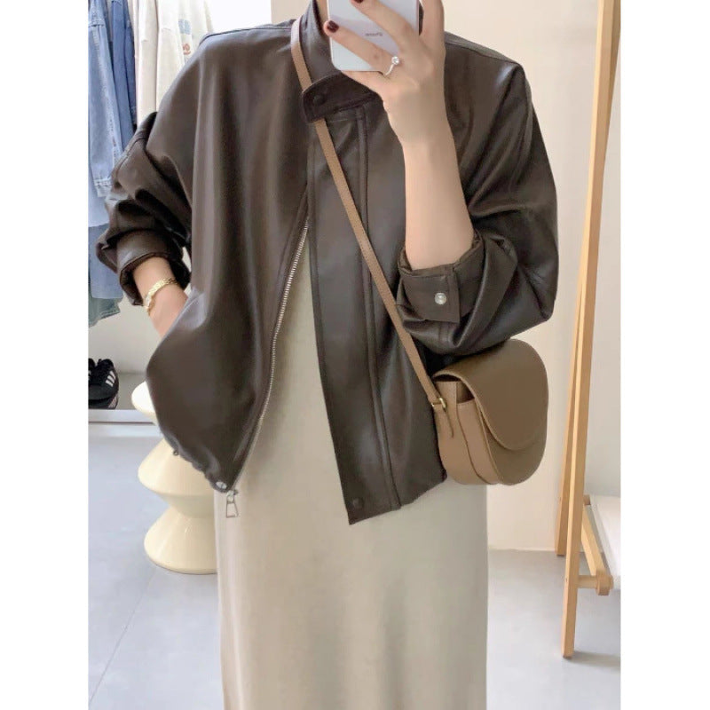 Damen Lederjacke Oversized Modern Eveloria