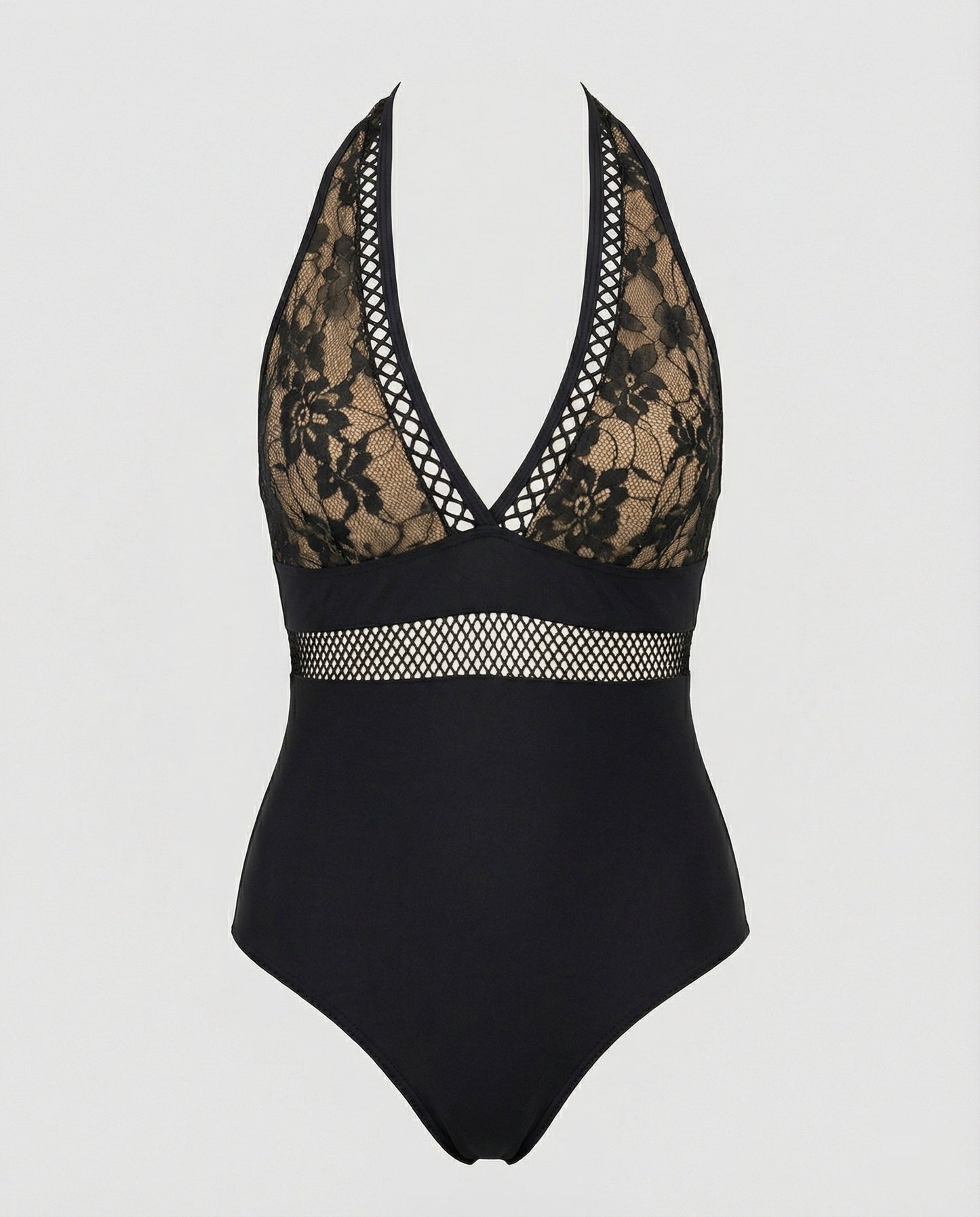 Eveloria Damen Badeanzug Halterneck Spitze