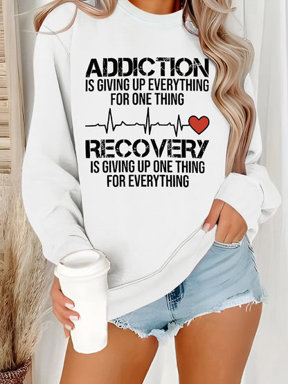 Damen Sweatshirt Lässiger Schnitt Inspirierender Druck Grau