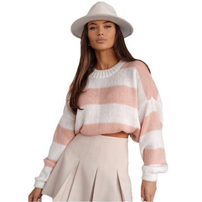 Damen Strickpullover Lässig Voluminöse Ärmel Grau Eveloria