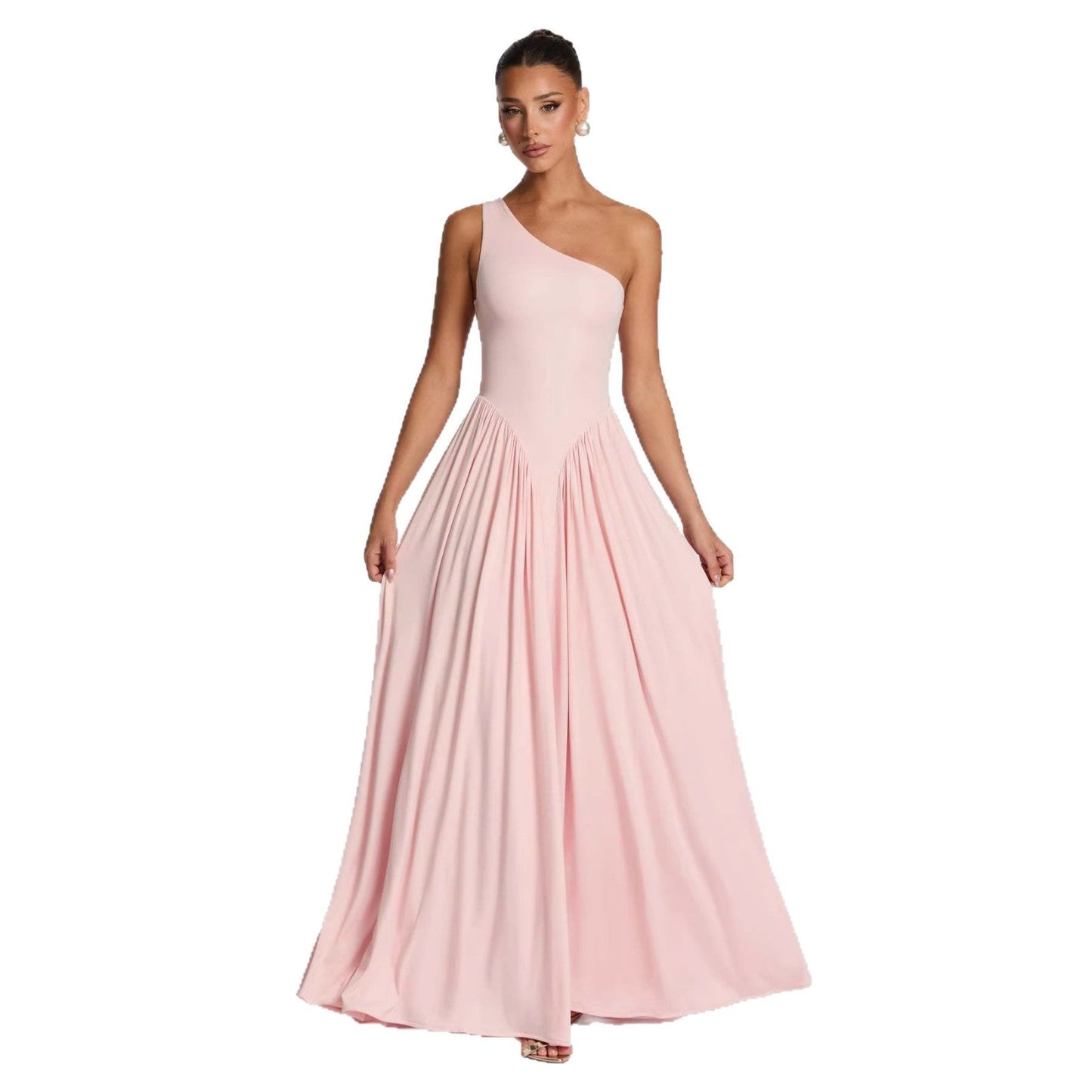 Damen Maxikleid Asymmetrisch Fließender Rock
