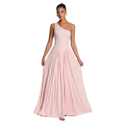 Damen Maxikleid Asymmetrisch Fließender Rock