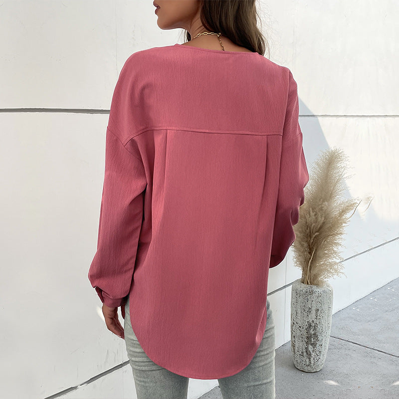 Damen Bluse mit Knöpfen und Brusttasche Eveloria