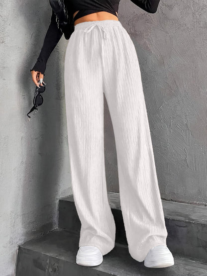 Damen Plissee-Hose Weit mit elastischem Bund und Taschen