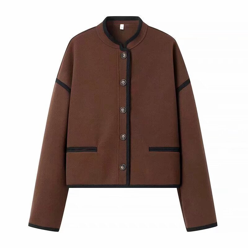 Damenjacke Elegant Knopfdetails Kontrastnähte