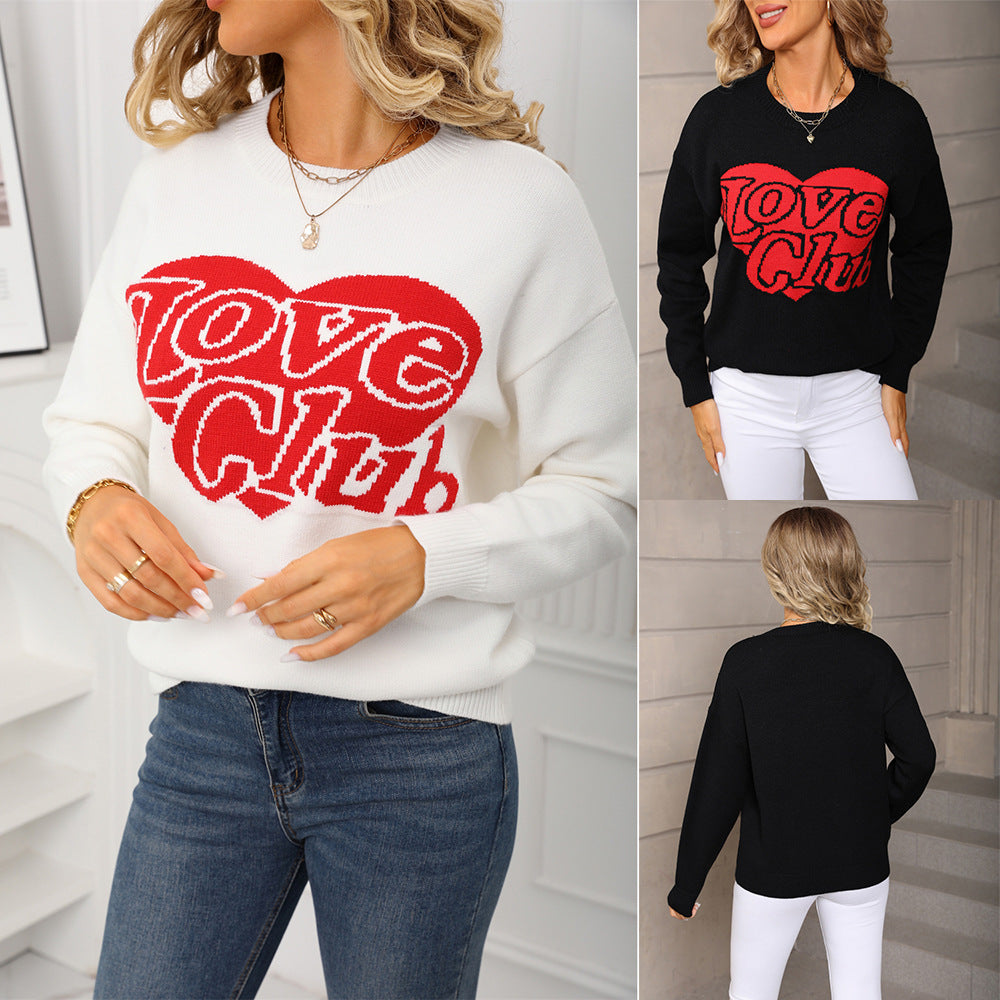 Damen Pullover Großzügig Auffälliger Schriftzug Eveloria - Eveloria
