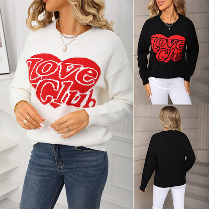 Damen Pullover Großzügig Auffälliger Schriftzug Eveloria - Eveloria